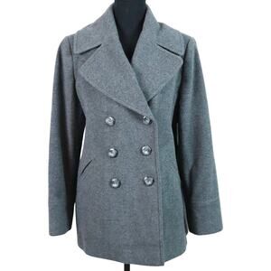 Preston & York Gray Wool Double Breasted Peacoat Coat Jacket 8 Womens